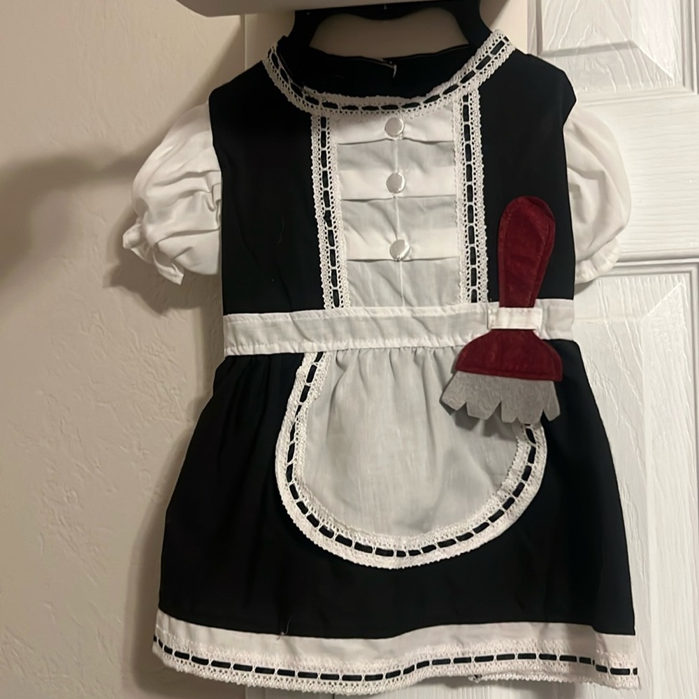 2 Dog Costumes - French Maid (size Medium) & Devil (size Medium) - Picture 3 of 8